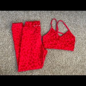 Red cheetah velvet active set
